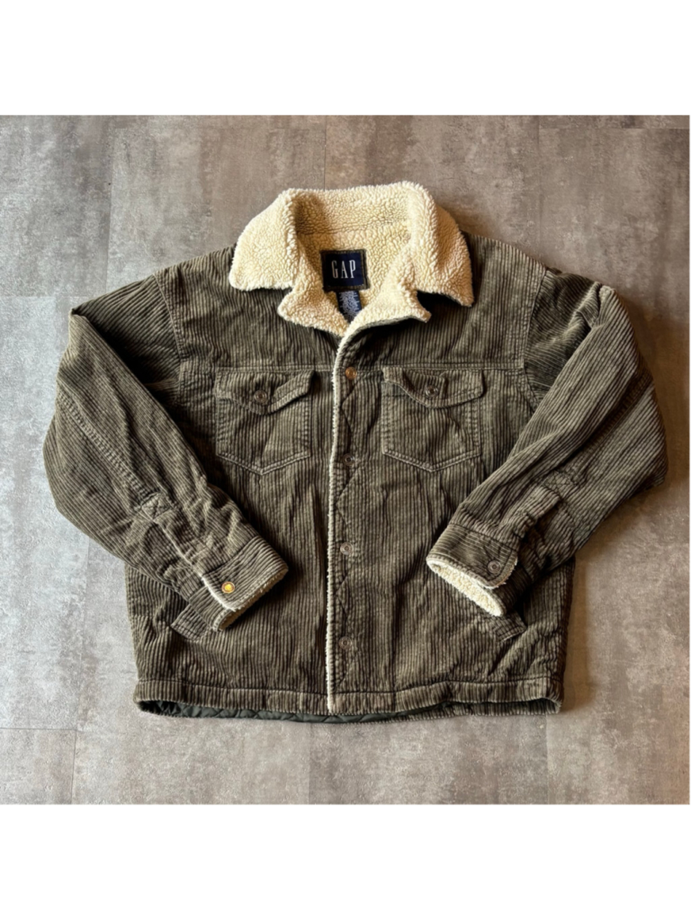 Vintage GAP Corduroy Sherpa Lined Jacket Mens XS Green 90s
